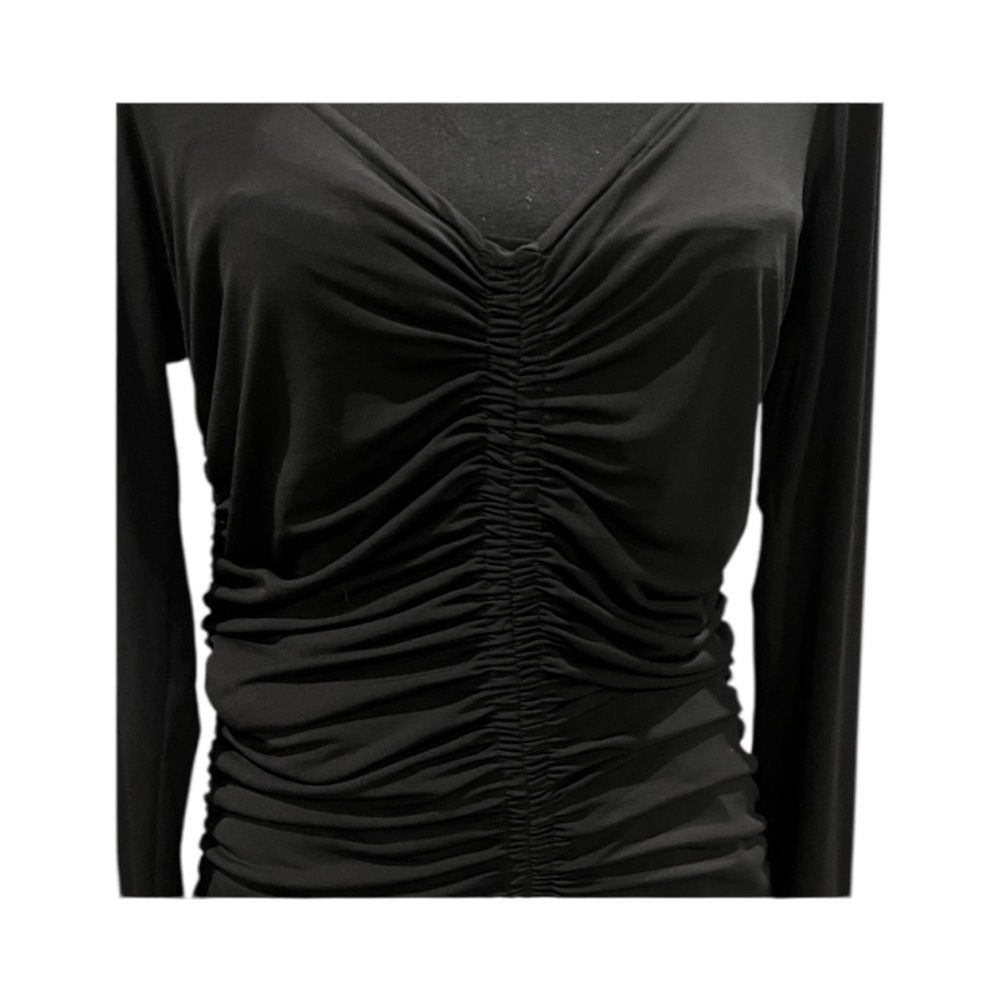 Rachel Parcell Black Ruched Midi Dress | L